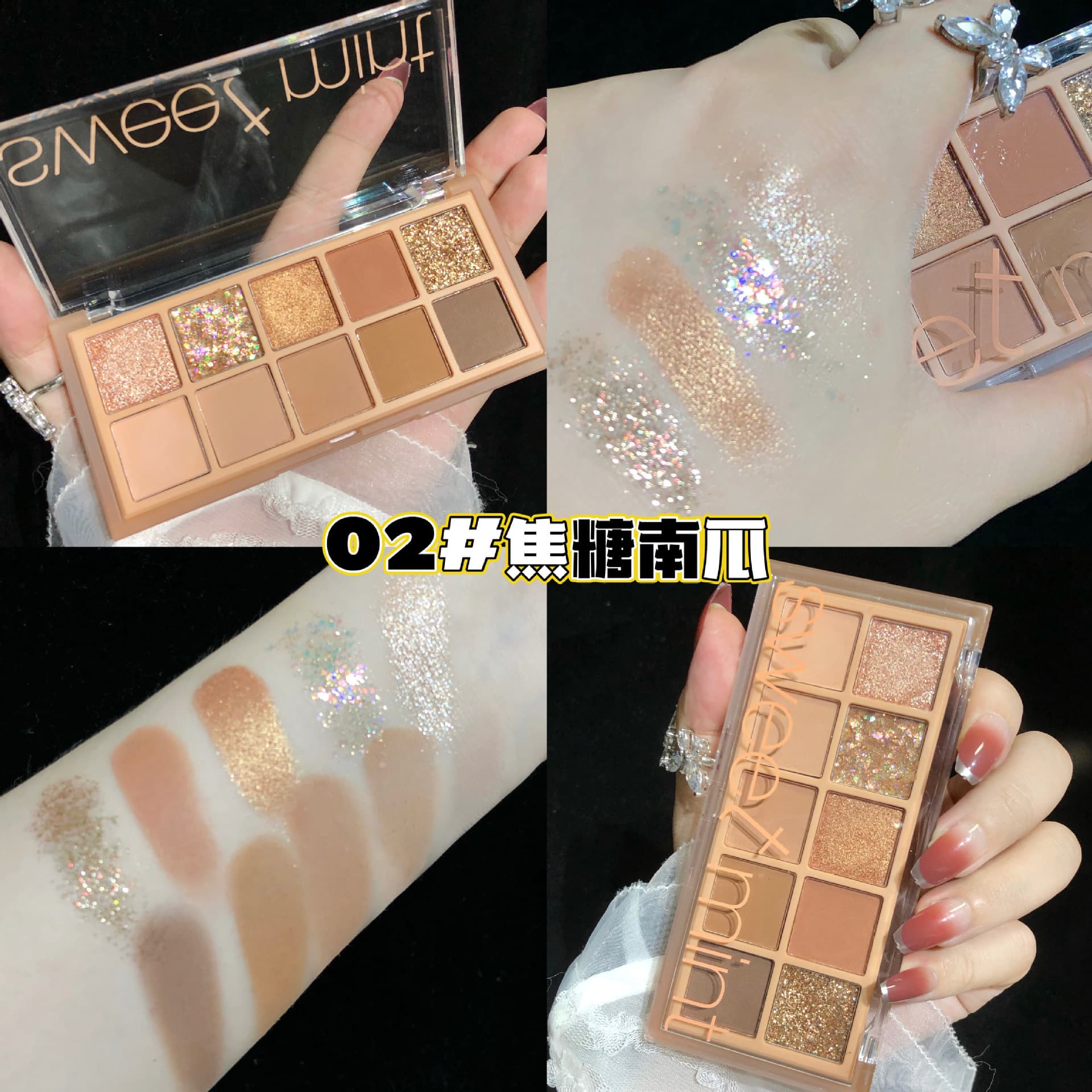 Sweet Mint 10-Color Eyeshadow Palette with Shimmer, Matte, and Fine Glitter, Daily Neutral Cement Earth Tones, Affordable for Students