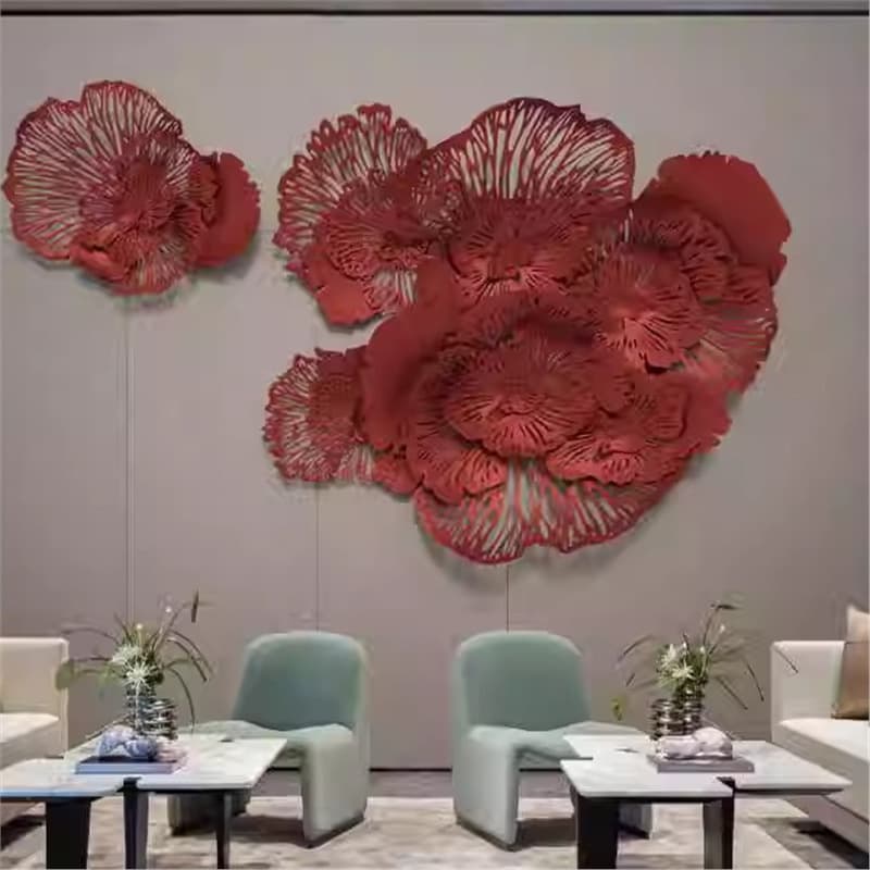 Hollow wall hanging high-end living room metal flower three-dimensional hanging wall decoration pendant wall decoration metal iron art