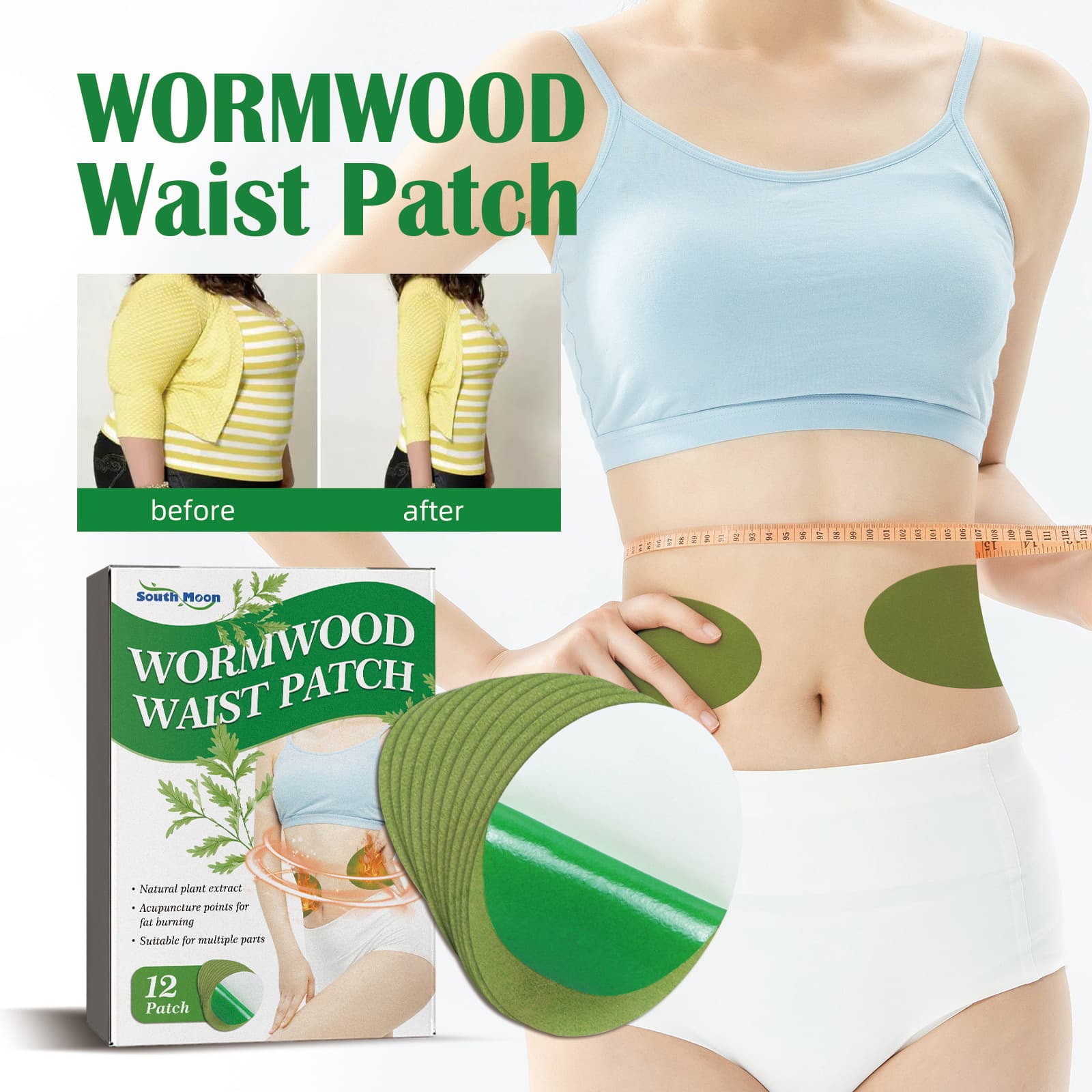 South Moon Mugwort Slimming Waist Patch - Skin tightening, belly fat reduction lazy mugwort waist shaping patch