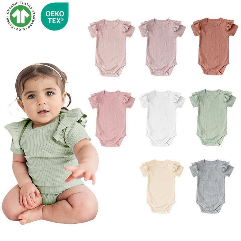 Cross-Border Ins Newborn Baby Girl Summer Style Pure Color Short-Sleeved Baggy Butterfly Printed Shorts Trendy