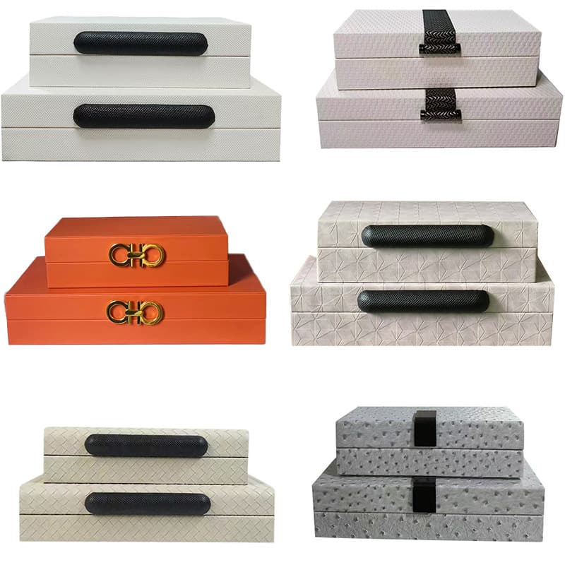 New Chinese style leather jewelry decorative box ornaments model room hotel bedroom cloakroom dressing table storage jewelry box
