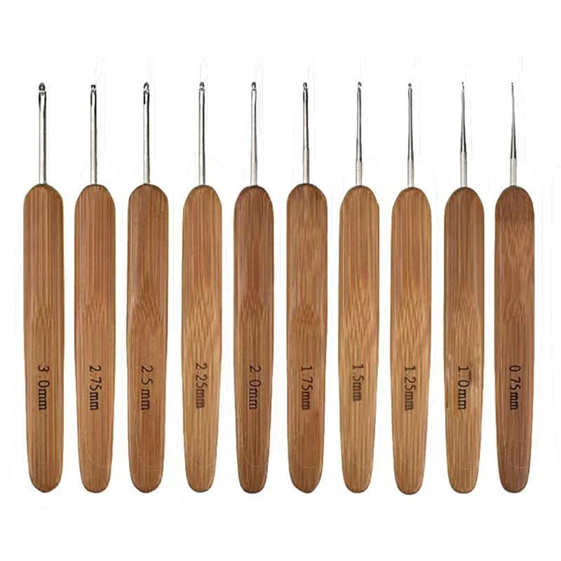 Cross-border DIY Knitting Needles Hand Weaving Tools Bamboo Handle Crochet Hooks Wholesale Carbonized Bamboo Handle Small Crochet Hook
