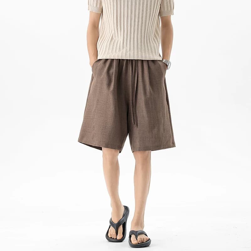 Linen Men's Shorts, Summer Casual Loose 5-Inch Shorts, Comfortable Linen Fabric