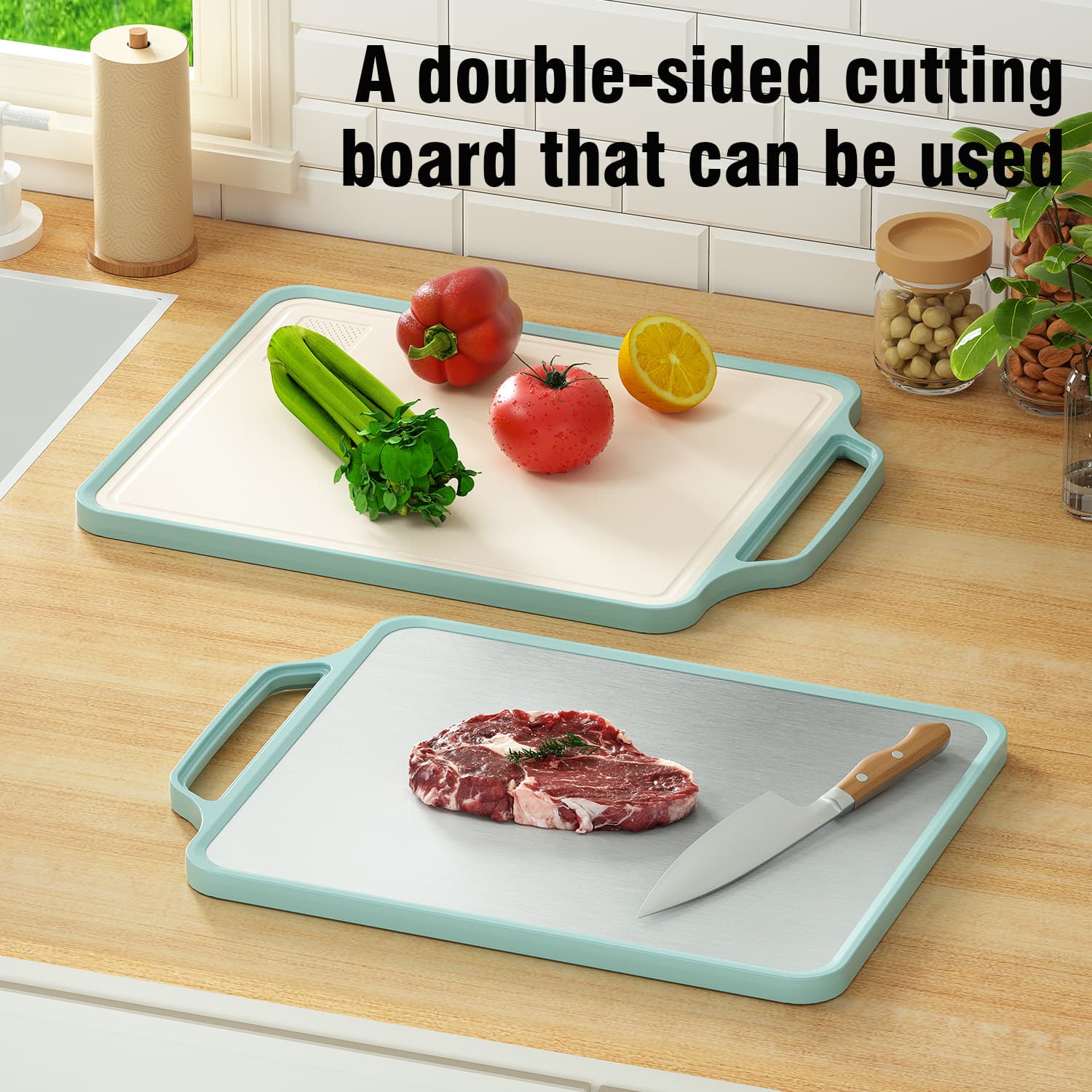 Blue Edge Double-Sided Cutting Board, Household Chopping Board, Thickened Double-Sided Kitchen Cutting Board, Multifunctional Fruit Cutting Board Wholesale