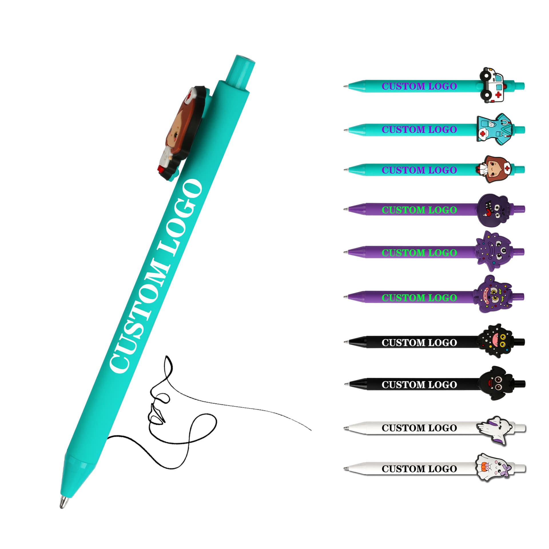 Customized Advertising Gel Pen with Printed Logo, Candy Color Macaron Soft Rubber Cartoon Ballpoint Pen, Signature Pen