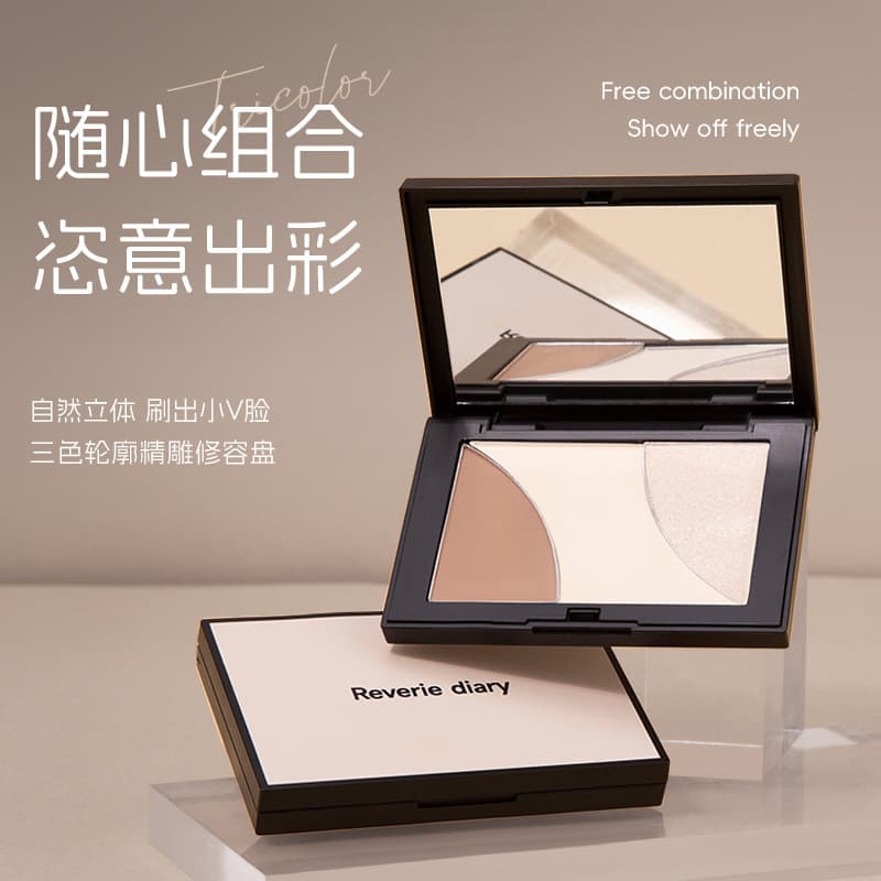 Dream Diary Contour Palette Three-Color Highlight & Contour All-in-One Face Powder for Nose Shadow, Cheek Contour, and Face Shaping Factory Direct Wholesale