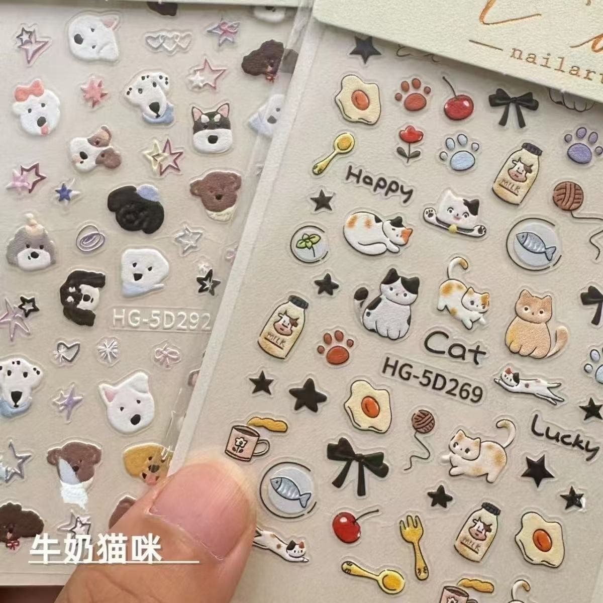 Ins Cute Dog Embossed Stereo Nail Art Stickers Japanese Style Cute Cat Nail Stickers Ccd Camera Cartoon Waterproof