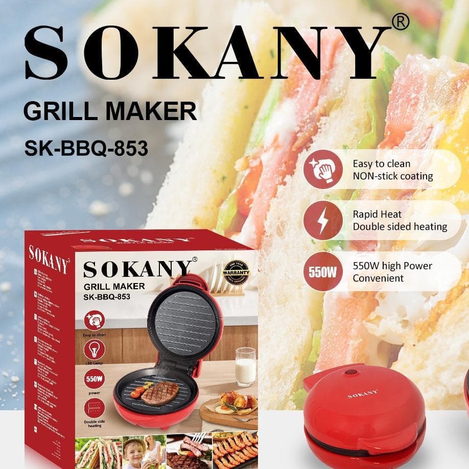 EU Plug Cross-border SOKANY 853 Round Mini Steak Machine Single Breakfast Baker Sandwich Toaster