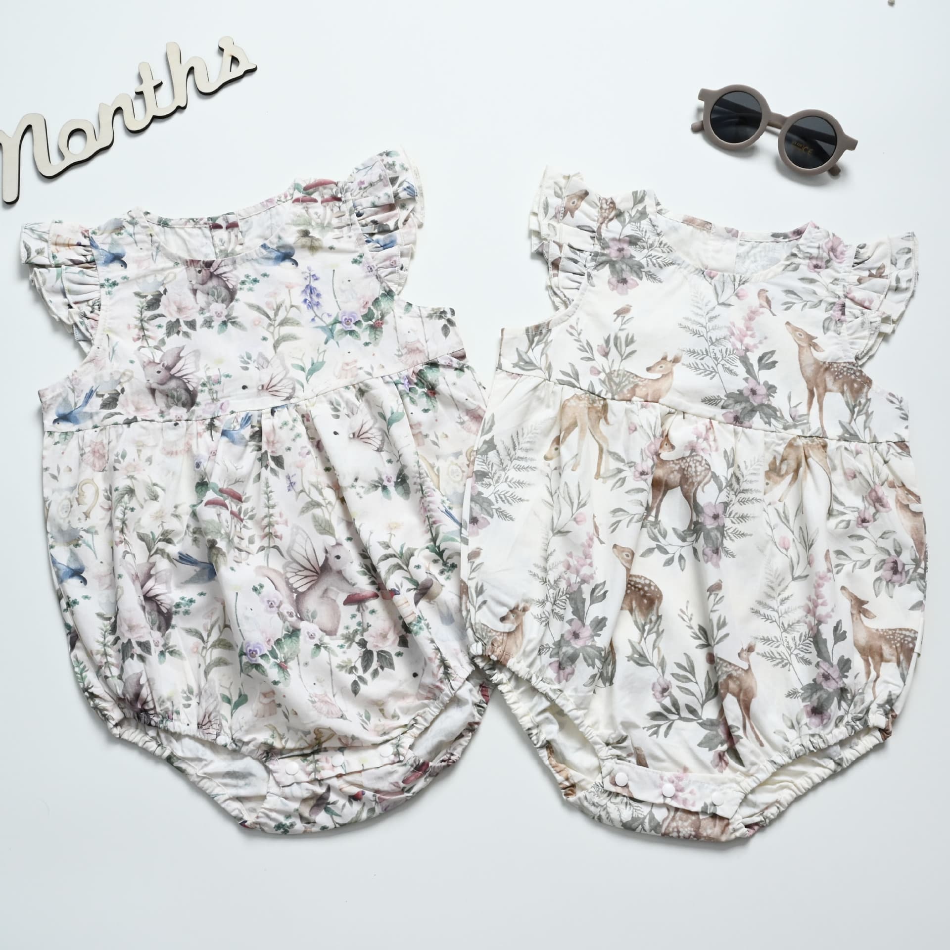 Baby Girl Sleeveless Bodysuit Summer Thin Newborn Triangle Bodysuit Vest with Flutter Sleeves