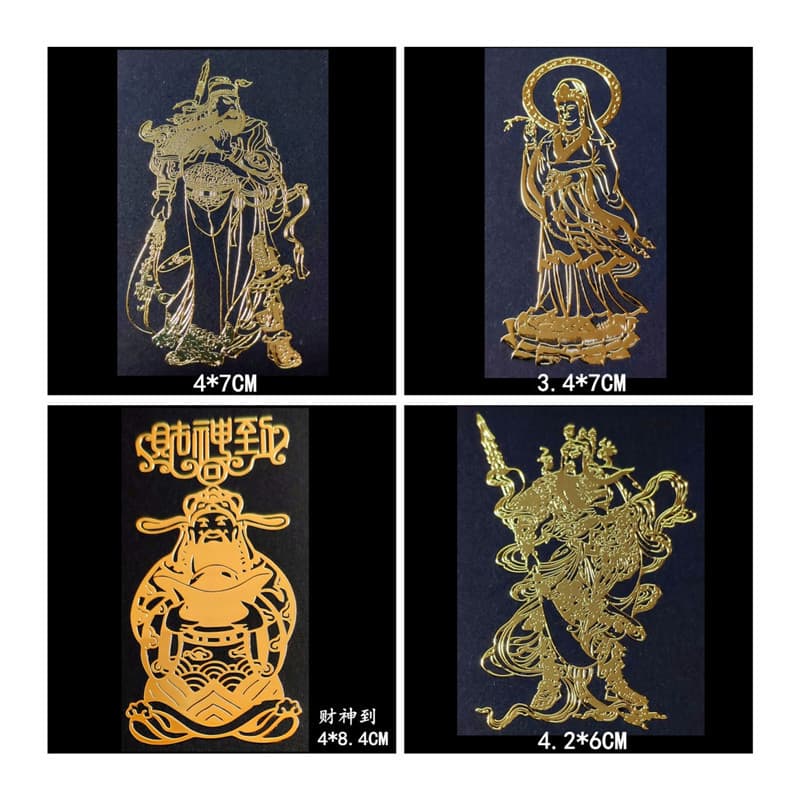 Factory Wholesale Guanyin Guan Gong God of Wealth Buddha Lotus Buddhist Metal Stickers for Phone Car Furniture Metal Decals