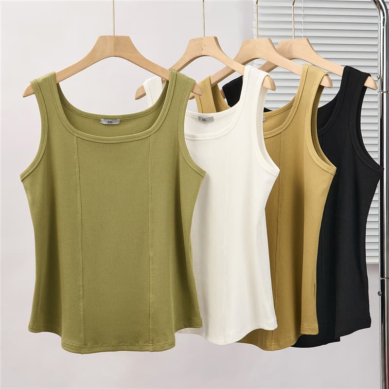 Spring New Wide Strap Inner Vest, Plus Size Women's 250 lbs Extra Loose Camisole Layering Top S5730