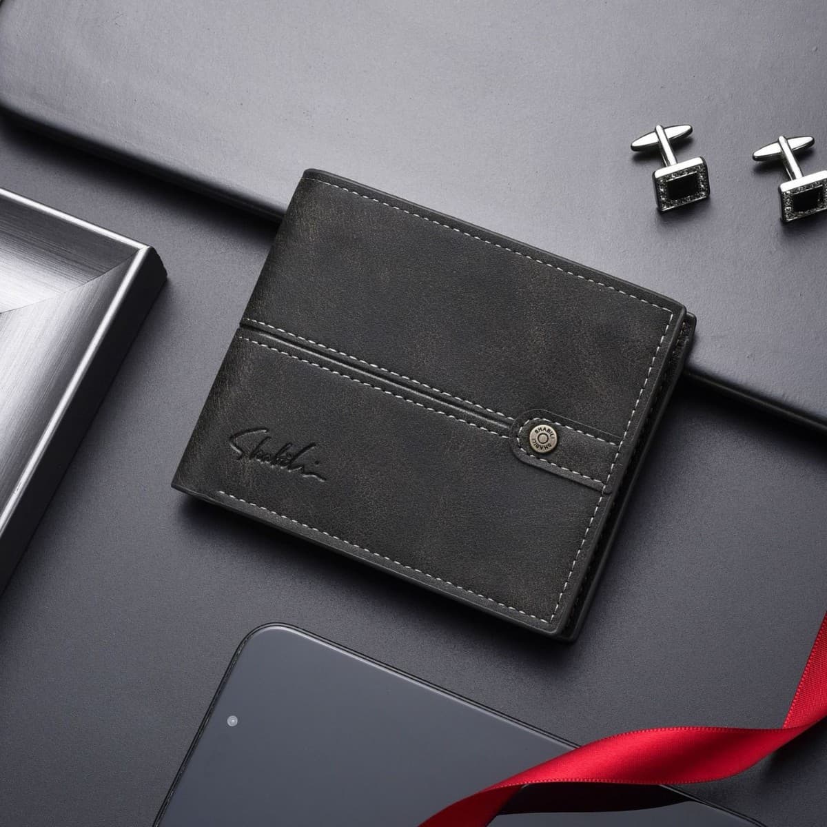 Cross-border Wholesale Men's New Wallet Short Multi-Card Slot Fashion Young Money Clip Bag Thin Open Coin Purse for Men