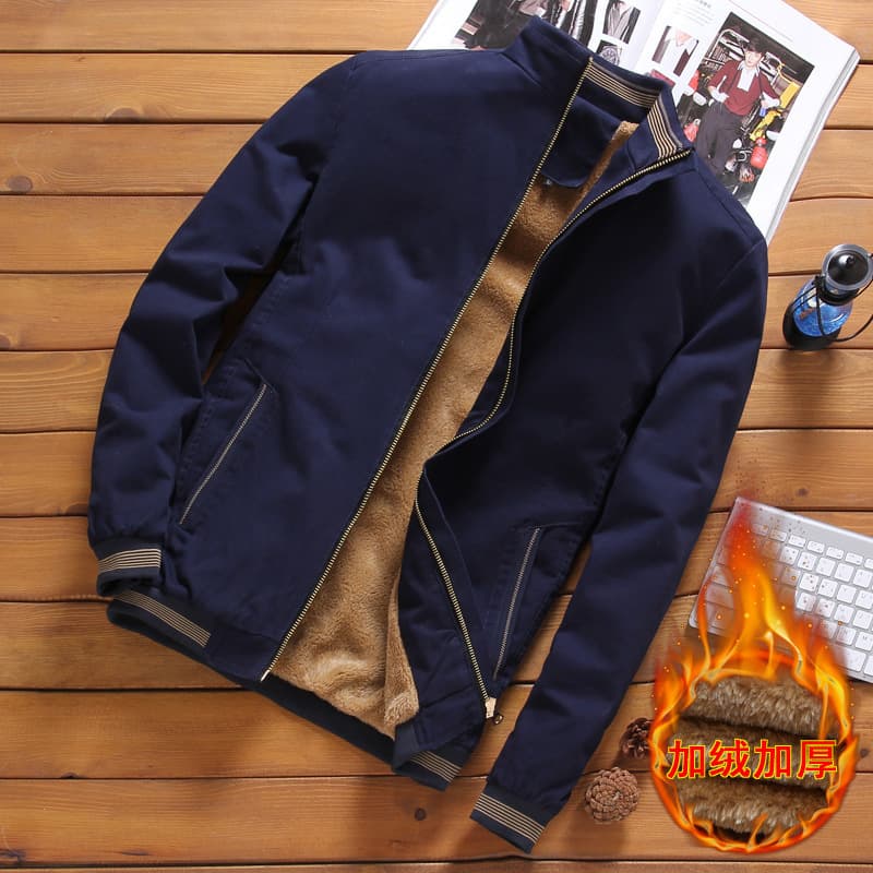 2023 AliExpress winter new velvet thickened jacket men's pure cotton warm jacket outdoor work jacket for men