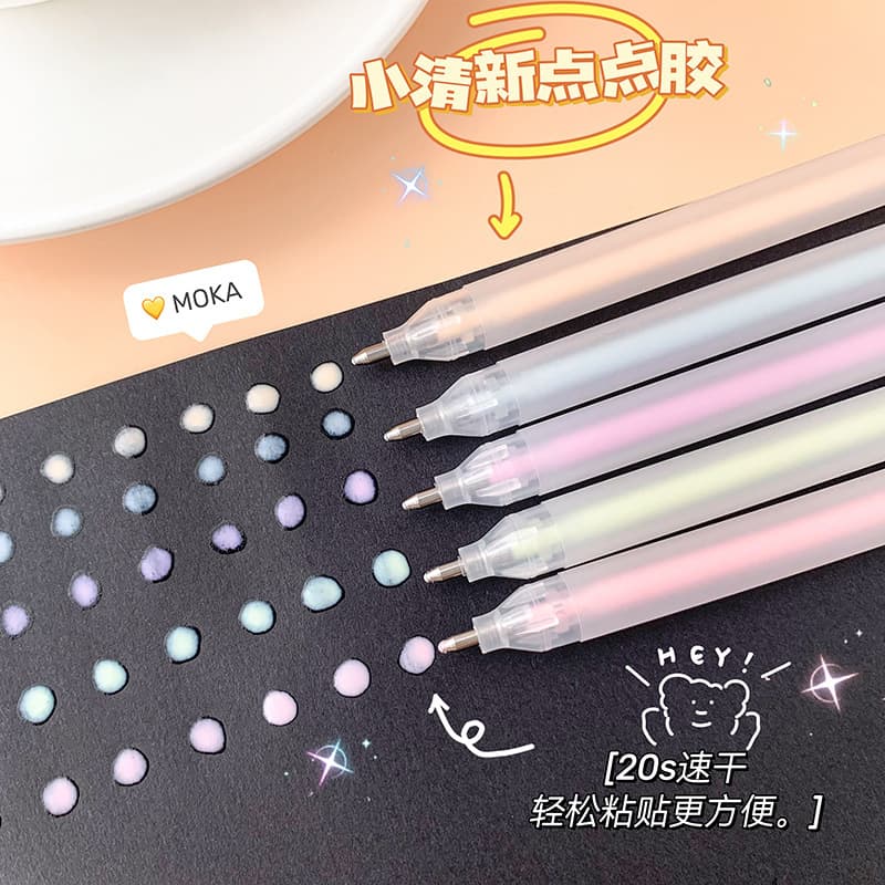 Wholesale TikTok pen-shaped dot glue, cute pen-shaped journal glue, cheap, quick-drying, special craft pen dot glue pen