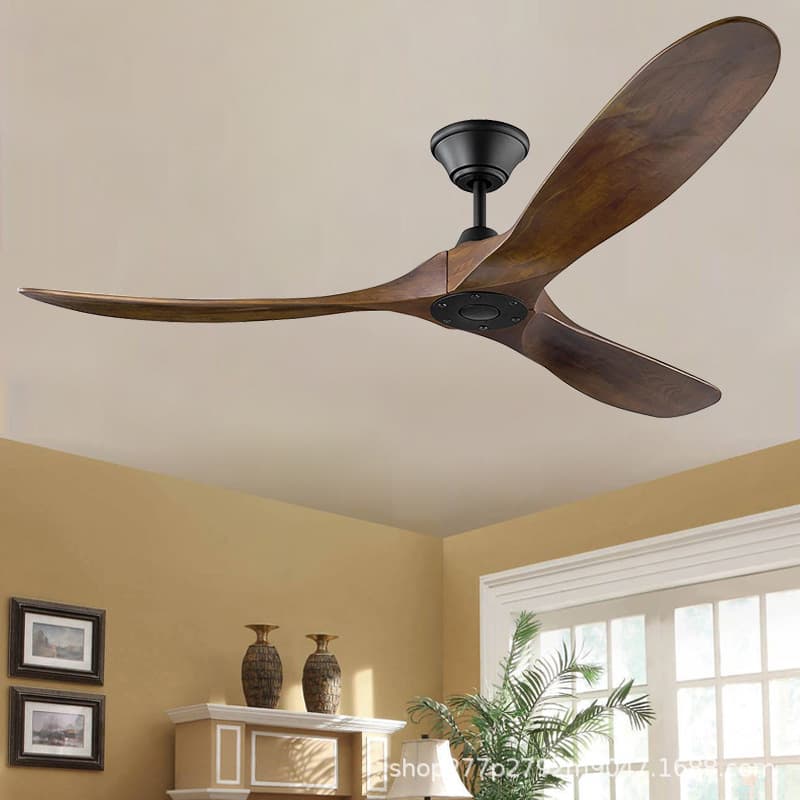 New cross-border DC inverter Nordic minimalist high-power ceiling fan light, modern solid wood home fan light, retro fan