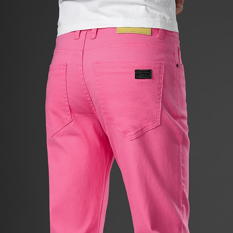 Guangzhou Xintang Fashion White Jeans for Men, Summer Thin Cotton Stretch Straight Pants, Korean Style, Cross-Border Trade