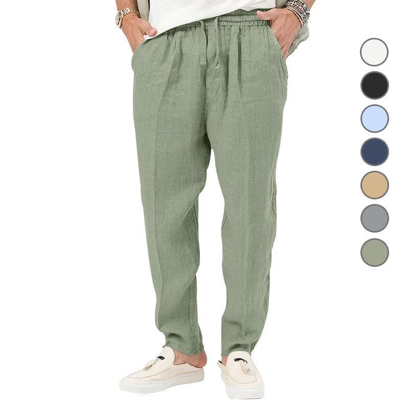 Cross-border 2023 Amazon Summer Men's Breathable Cotton Linen Pants, Loose Casual Sportswear Long Pants for AliExpress