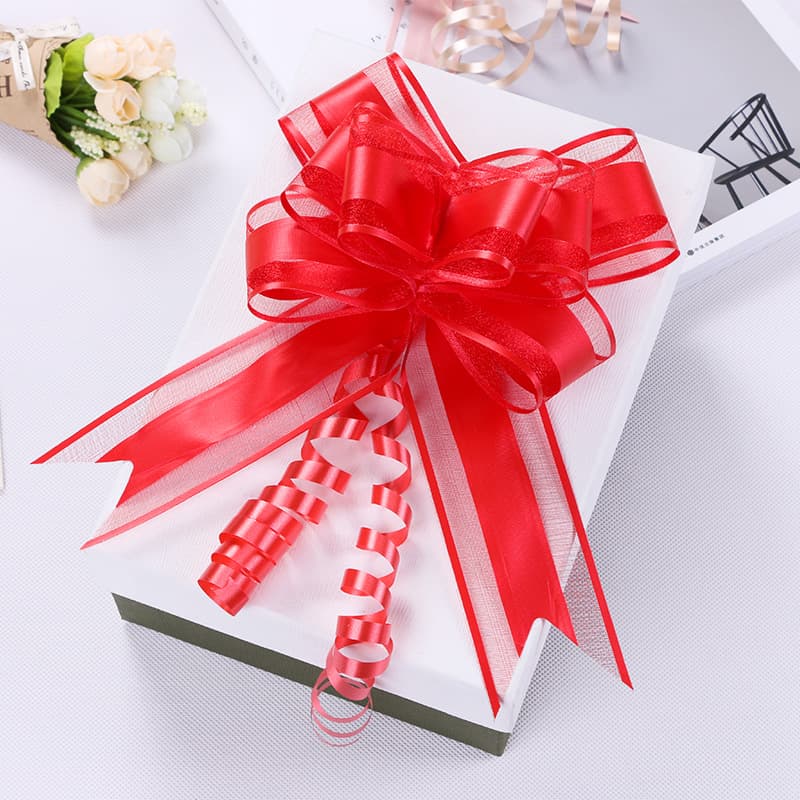 Xianghui solid color snow gauze elegant hand-pulled flowers, festive wedding car large lazy bow streamers one-pull formed flowers.
