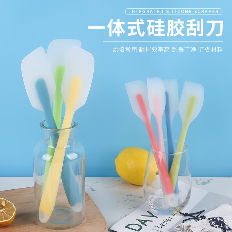 Factory Stock Integrated Semi-Permeable Silicone Scraper Baking Scraper Cake Spatula Cream Scraping Knife Baking Tools