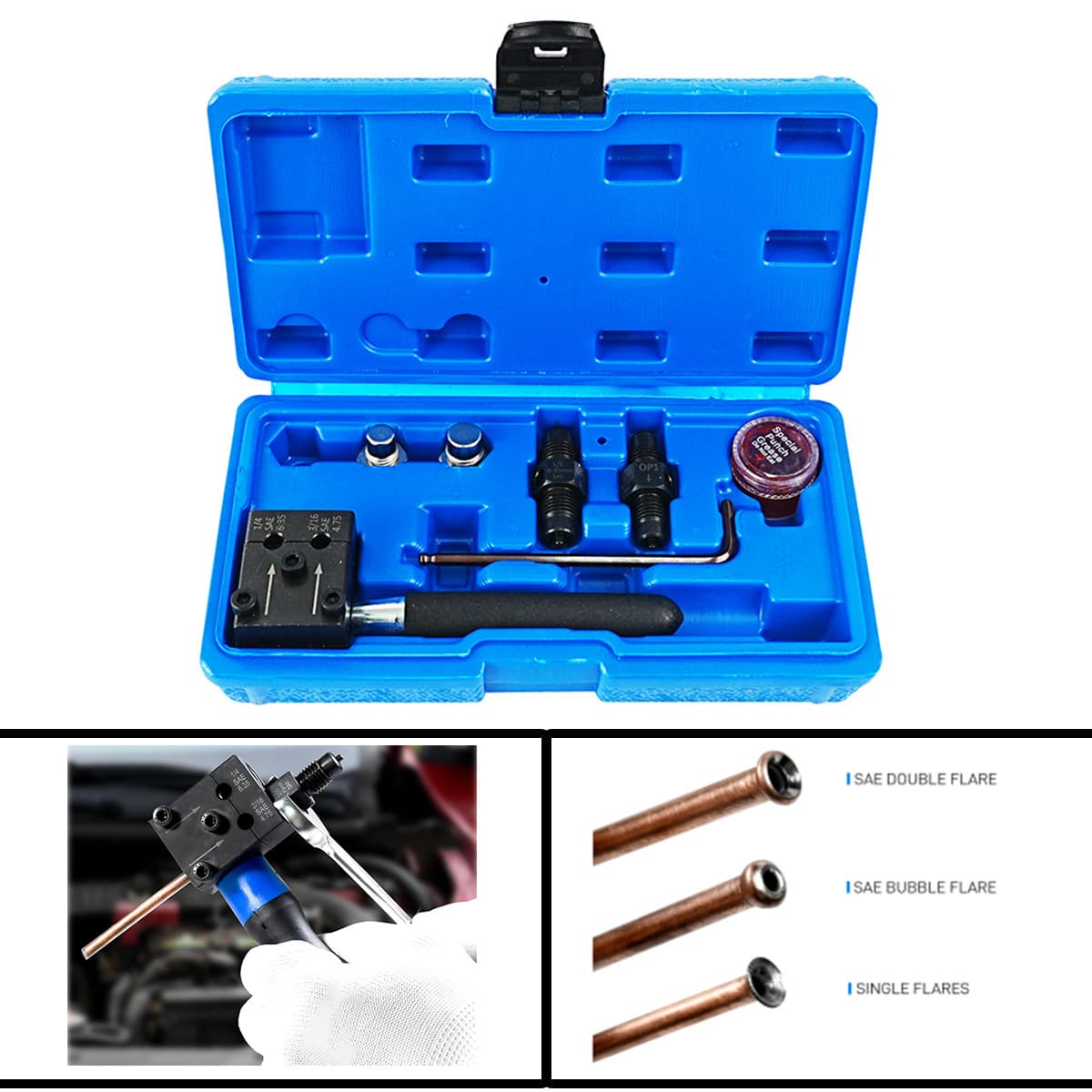 7-Piece Brake Tube Flaring Tool 3/16" (4.75mm) & 1/4" (6.35mm) Copper Tube Flaring Tool