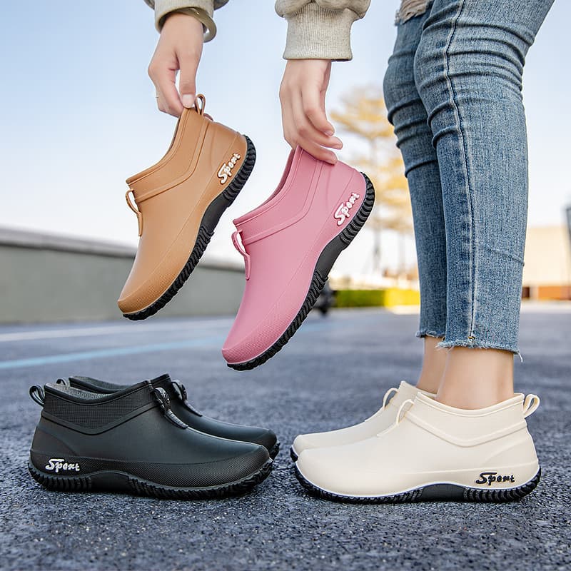 Cross-border adult everyday casual rain boots, all-season thick-soled waterproof shoes, outdoor wear-resistant rubber shoes, women's short-top water shoes