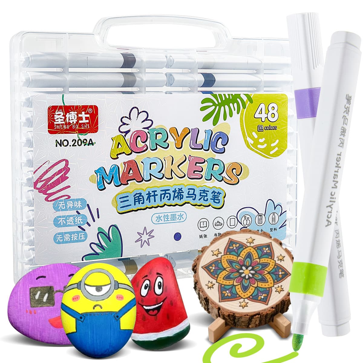 Acrylic Markers Student Non-Toxic Triangular Barrel Box Set Watercolor Pens Graffiti Painting Kit