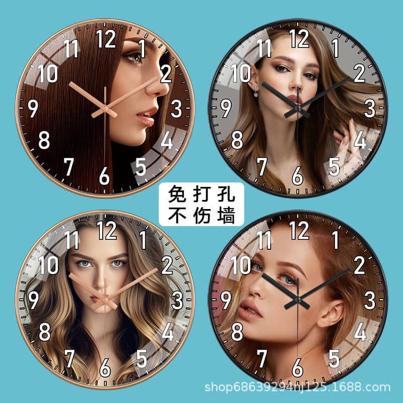[12 Inches 30cm] Hairdressing Wall Clock with Fashionable and Creative Design for Manicure and Beauty Salon Dressing Room
