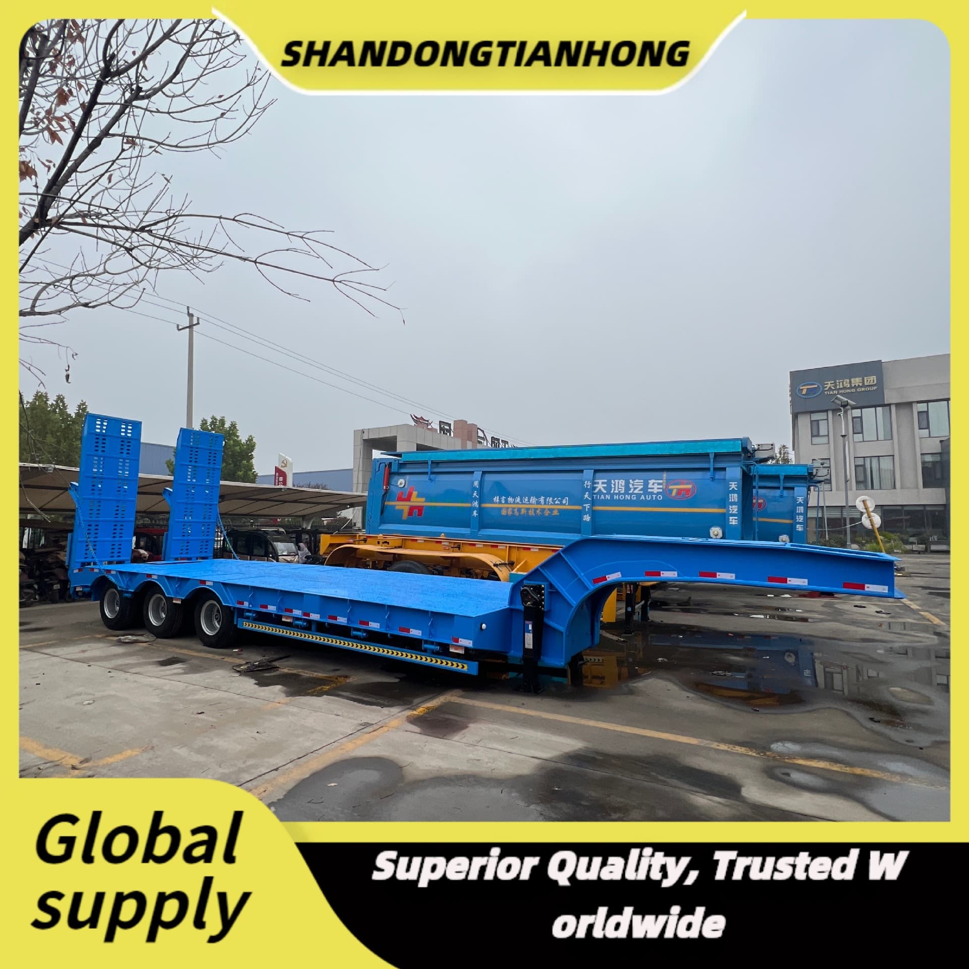 Cross-Border Supply Export Sale South America Middle East Africa Low-Profile Semi-Trailer 3456 Axle Trailer Engineering Transport Vehicle