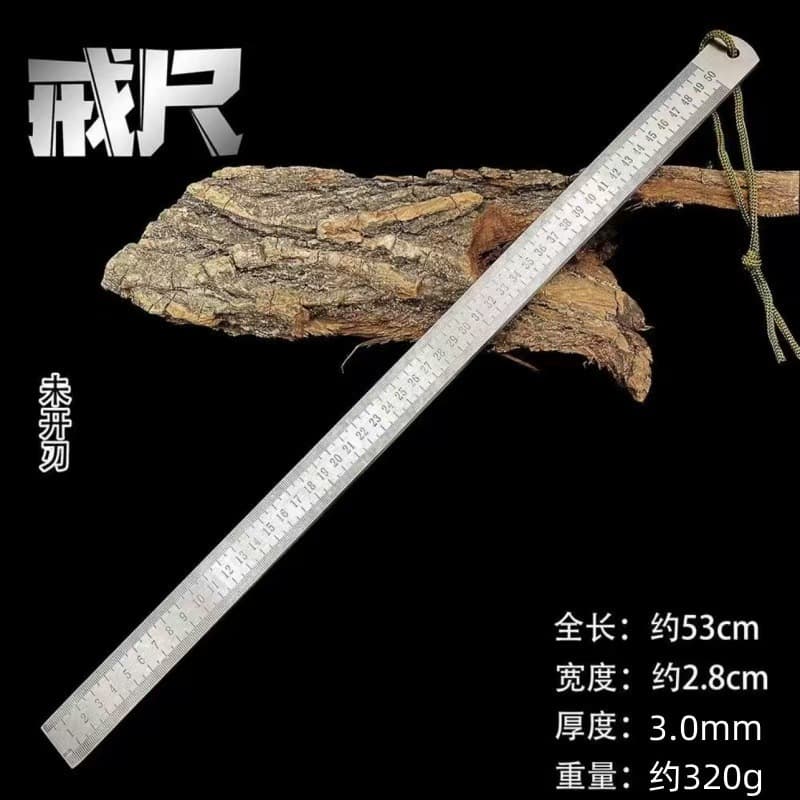 Longquan Forged 3MM Thick Quenched Steel Ruler Defense Stick Car Self-Defense Tool Multifunctional Thickened Ruler