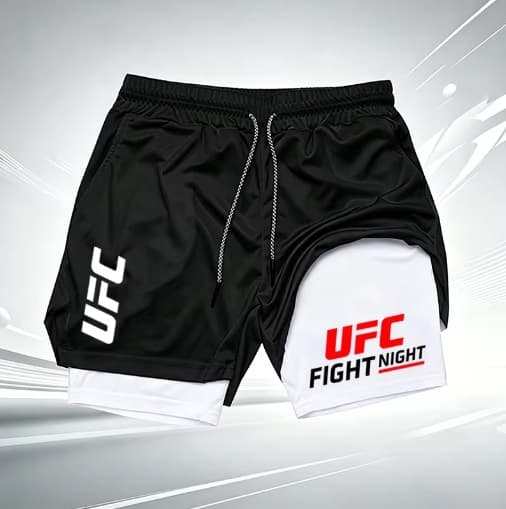 Summer Running Shorts Men's Fitness Gym Training 2-in-1 Sports Quick Dry Workout Jogging Double Layer Shorts