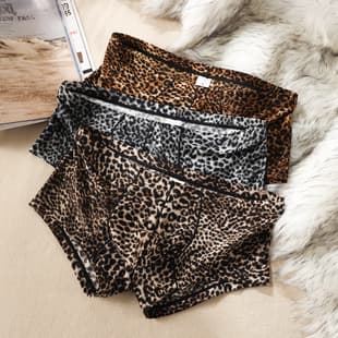Men's Leopard Print Low-Rise Sexy Tight Stretch Boxer Briefs Leopard Print Boxers Sexy Drop Shipping Trendy Brand