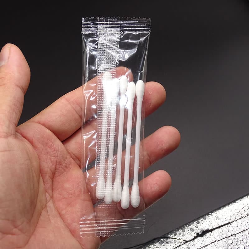 5-Piece Bagged Cotton Swabs with Glue Stick, Candy Wrapped Portable Cotton Swab Sticks for Hotel Care Packages, Bathing and Ear Cleaning