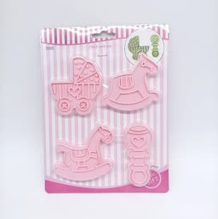 3D Press Cookie Cutter Rocking Horse Stroller Rattle Fondant Cutting Mold Baby Food Baking Tool