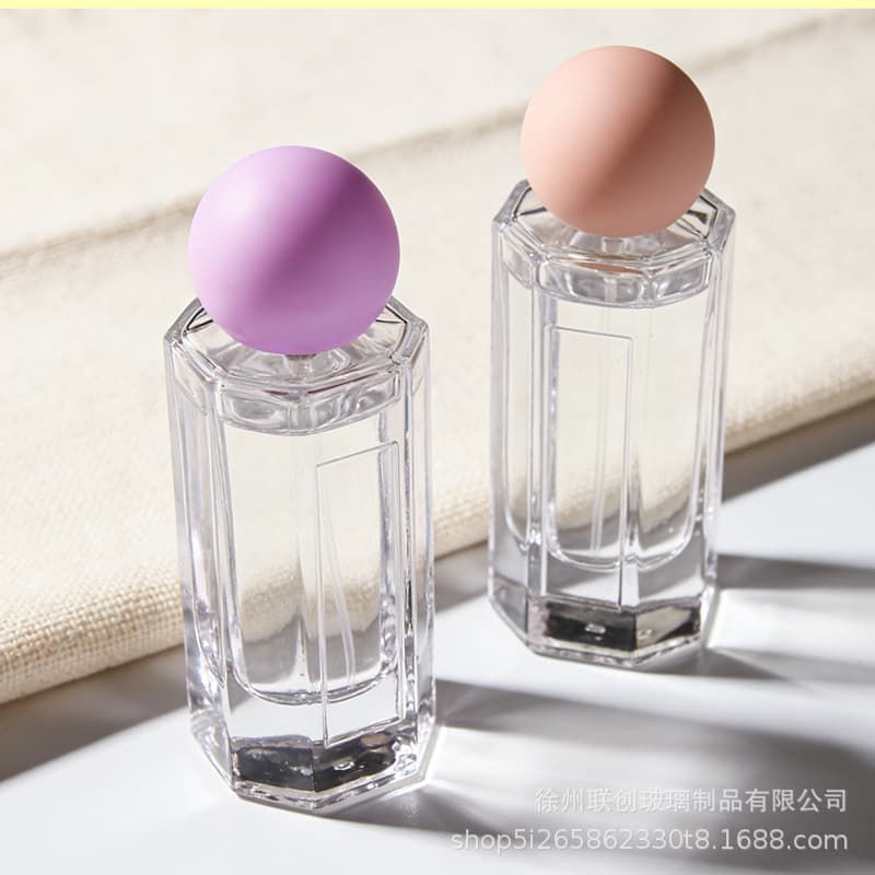 Transparent Glass Square Round Ball Cap Perfume Bottle 50ml Clear Perfume Spray Bottle Cross-Border Perfume Bottle