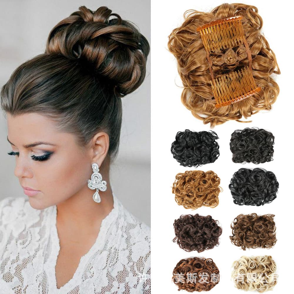 Multi-Color Ladies' Wig Tail Bun Hair Ball Comb-In Fake Hair for Women in Various Styles and Colors Suitable for All Skin and Face Types
