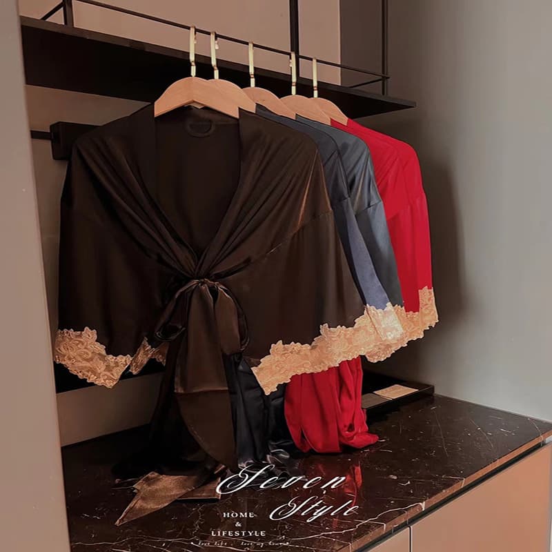 Mid-to-High-End LA P Luxury Bridal Silk Robe Women's Summer Sexy Ice Silk Long Nightgown Spring Autumn