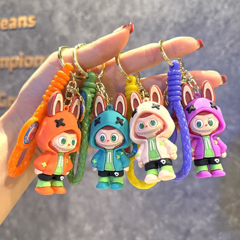 Best-selling Cross-border Cartoon Labubu Keychain Soft Vinyl Bucktooth Doll Cute Keychain Pendant Creative Gift Wholesale