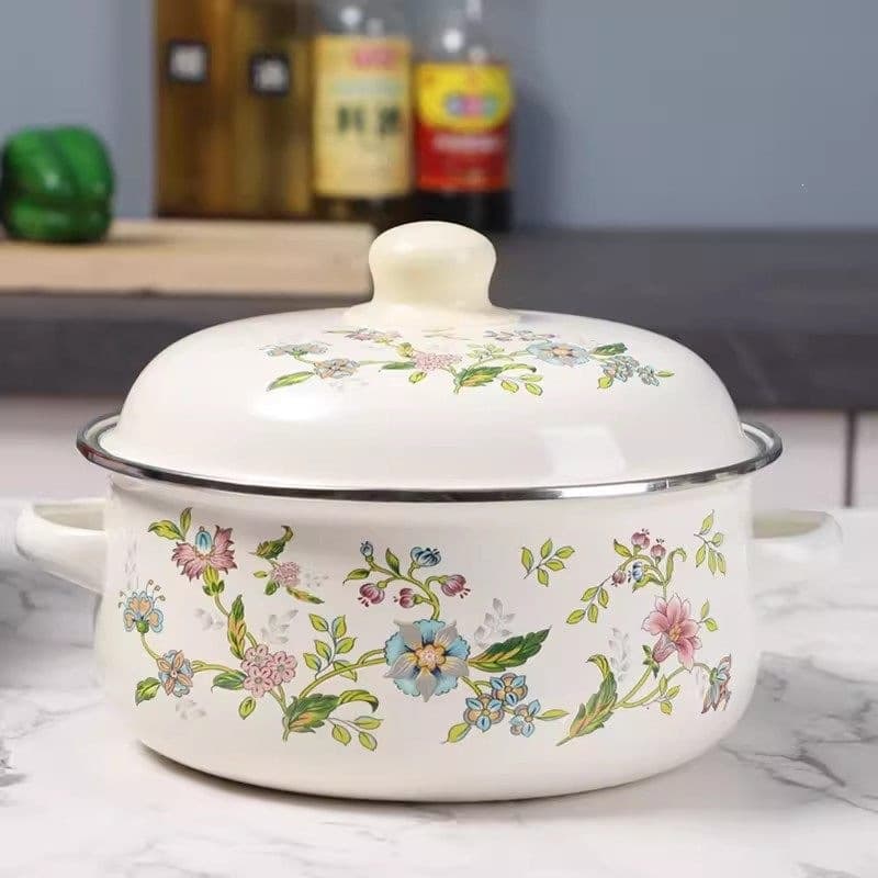 Thickened 16-20cm Single Enameled Cast Iron Pot, Enamel Soup Pot, Stew Pot, Porridge Pot, Medicine Pot, Instant Noodle Bowl, Hot Pot