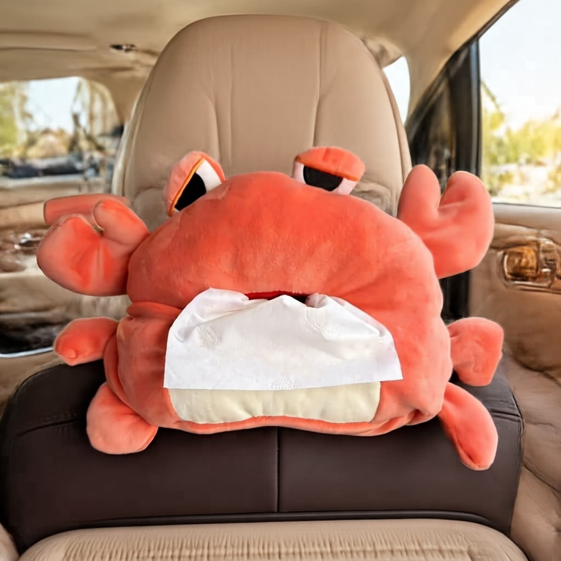 Cartoon Plush Car Tissue Box, Cute Pet Hanging Style for Armrest and Seat Back, Car Tissue Holder