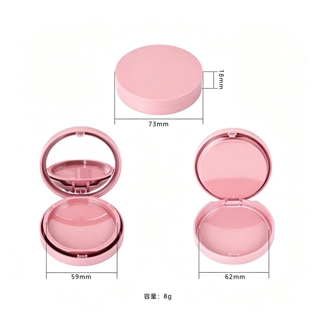 Qinghe Packaging Magnetic Round Two-Layer Compact Powder Case 8g, Wet/Dry Dual-Use Eyeshadow Blush Highlighter Concealer Setting Powder Box