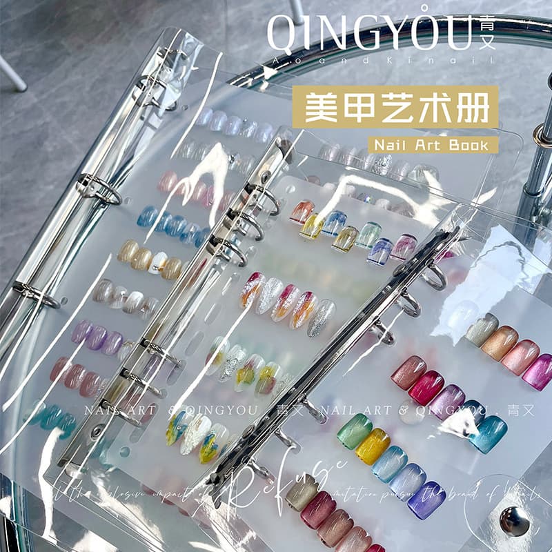 Transparent Acrylic Frosted Multi-Functional Nail Art Display Storage Album Portable Page Binder Beauty Tool for Salon Opening