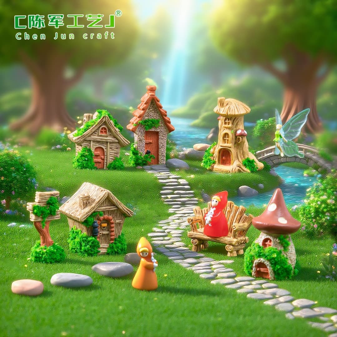 Cross-border New Mushroom Tree Stump House Road Sign, Gardening Landscape DIY Decoration Accessories, Miniature Landscape Ornament