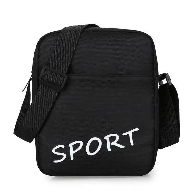 Printed Men's Crossbody Sling Bag for Export Trade, Large Oxford Cloth Square Bag, Black Casual Sports Trendy Bag
