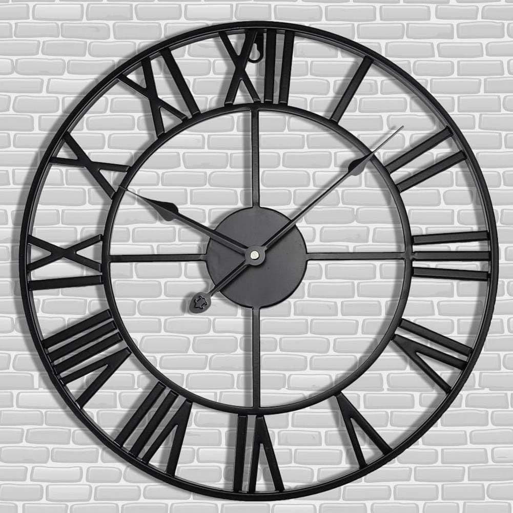 Cross-border European-style Round Roman Numeral Luxury Creative Iron Wall Clock Silent Living Room Clock Vintage Decorative Wall Clock