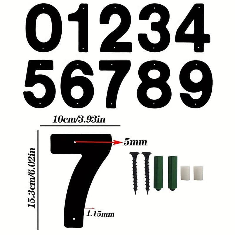 Cross-border Hot-selling Iron Art Number Letter House Number Sign, Screw Type Home Mailbox Number House Number Plate
