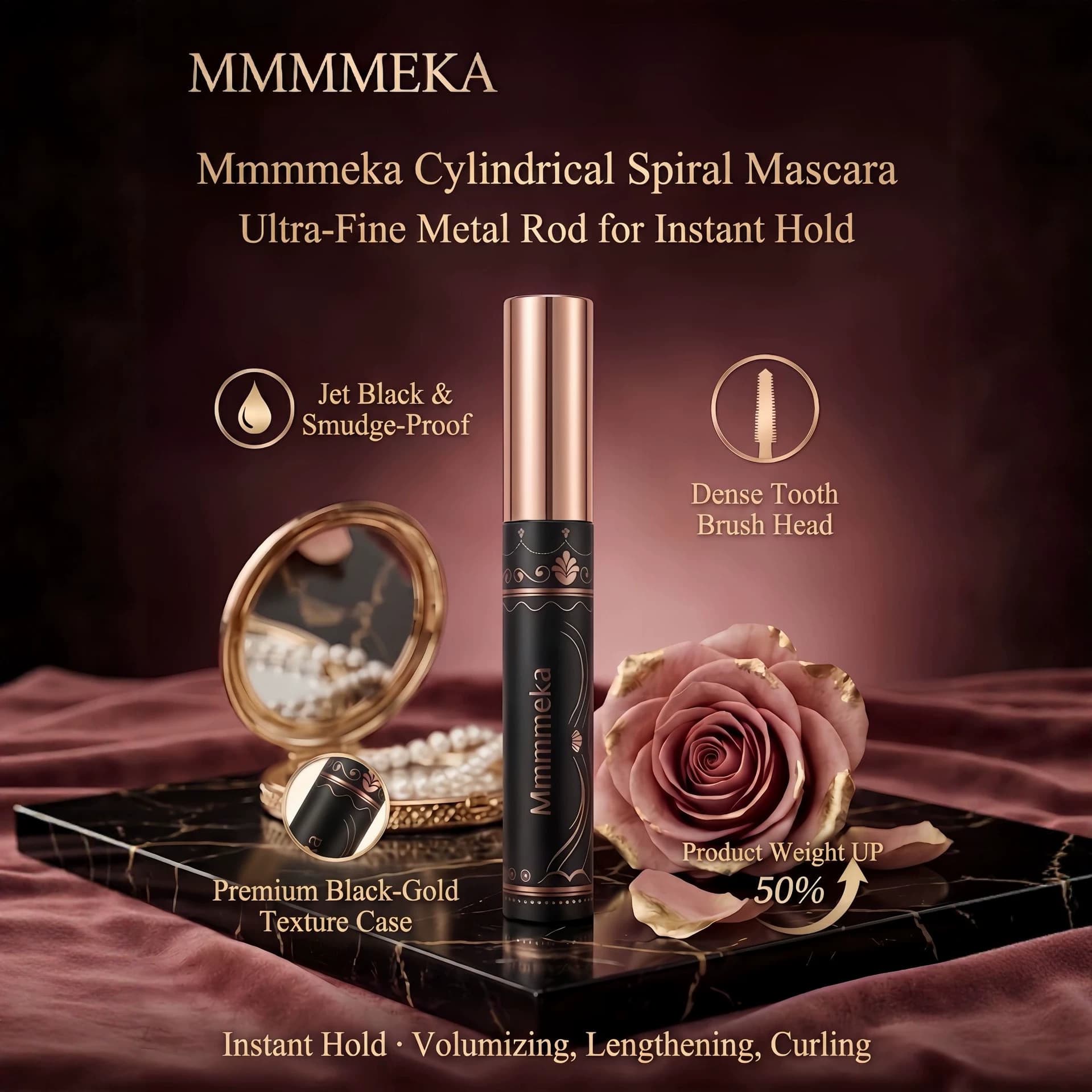 New Style Makeup Lengthening Curling Mascara with Fine Brush Head, Waterproof Smudge-Proof Long-Lasting Setting Defined Lashes Mascara