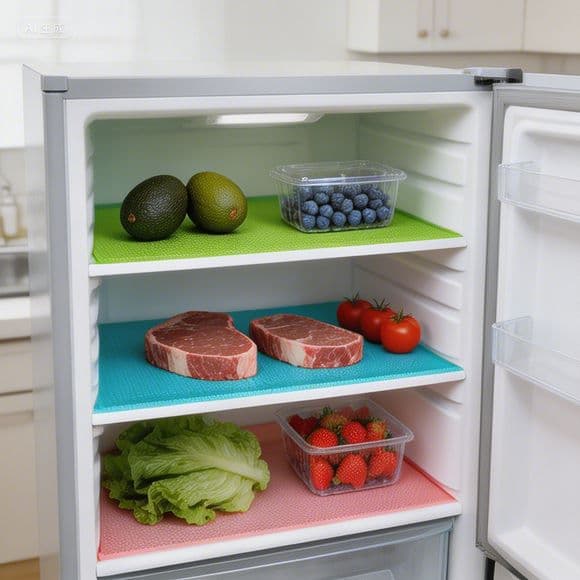 Cuttable anti-fouling refrigerator mats, dining table mats, drawer mats, cabinet mats, refrigerator mats, 4 pieces