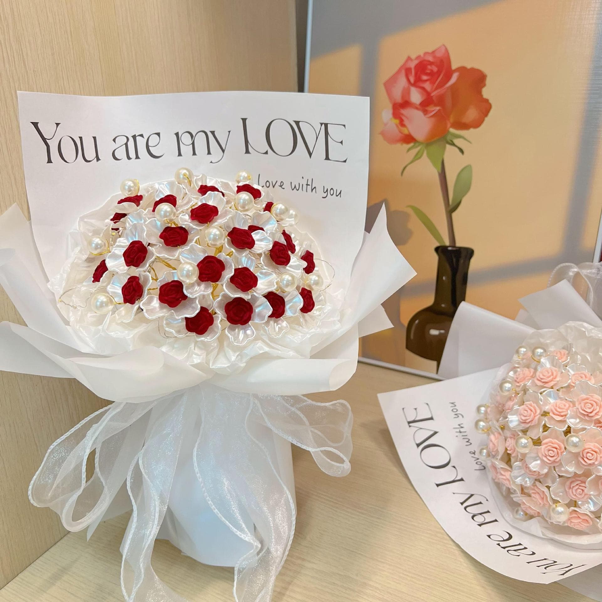 Non-Wilting Rose Bouquet, Handmade DIY Material Kit, Self-Made Artificial Flower Bouquet, Gift for Girlfriend, 520 Holiday Gift