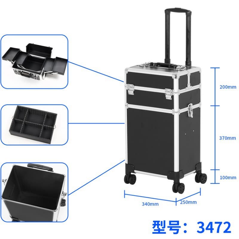 Large Capacity Multi-Layer Rolling Makeup Case, Professional Makeup Artist Case with Lock, Nail Art and Tattoo Tool Storage Box with Universal Wheels