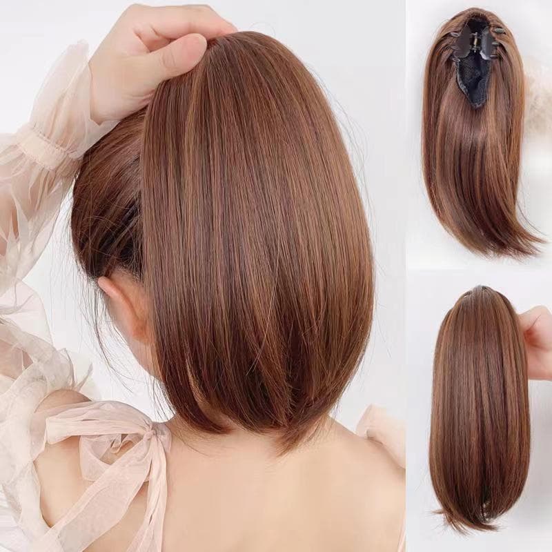Wig Ponytail Small Grip Clip Short Inner Buckle Ponytail 30cm Easy to Wear Temperament Realistic Short Straight Ponytail Wig Grip Clip